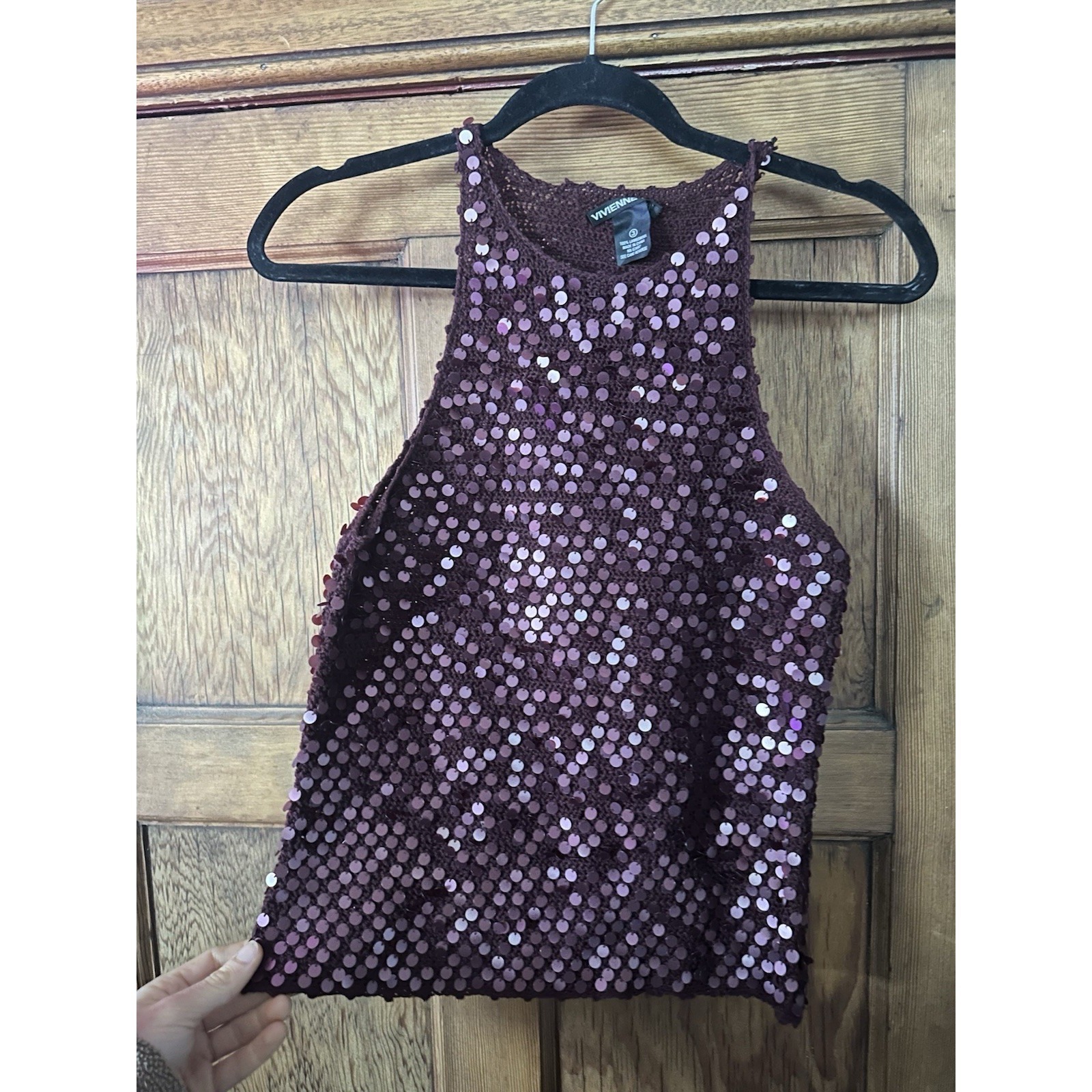 Vintage 90s Vivienne Tam Purple Sequin Halter Top Designer Rare 3